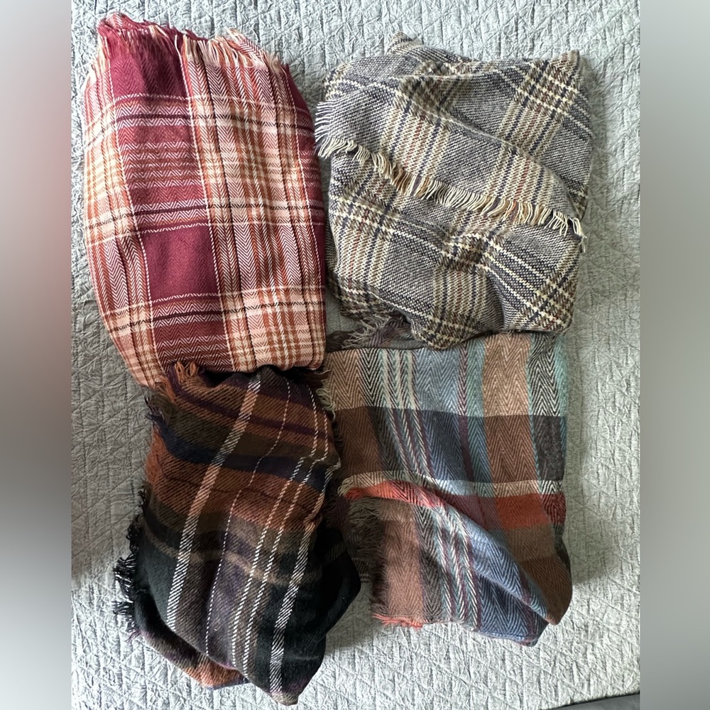 Lot of 4 Flannel Scarves